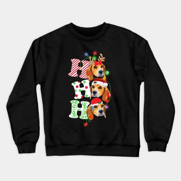 Ho Ho Ho Funny Christmas For Beagle Lovers Crewneck Sweatshirt by wheeleripjm